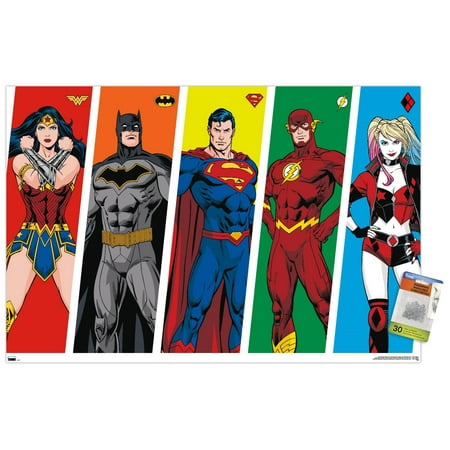 DC Comics - Rainbow Lines Wall Poster with Pushpins, 22.375" x 34"