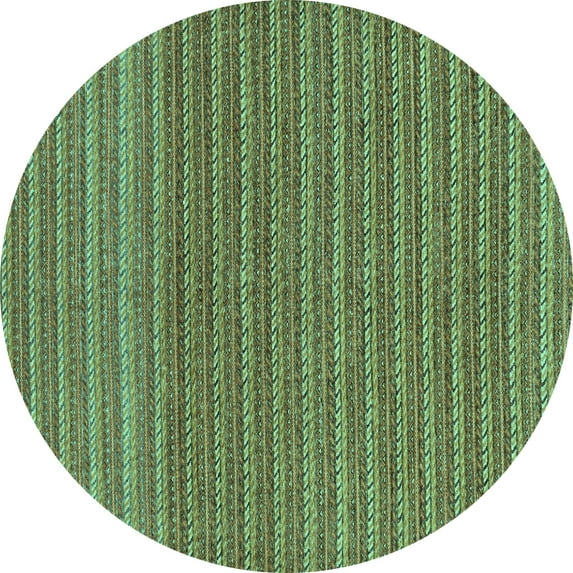 Ahgly Company Machine Washable Indoor Round Oriental Turquoise Blue Modern Area Rugs, 3' Round