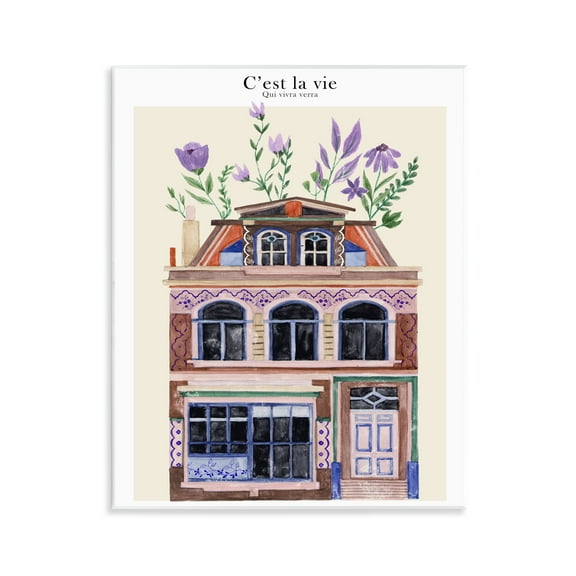 Stupell Industries Town Architecture with Blooms Buildings & Architecture Painting Unframed Art Print Wall Art, 11 x 14