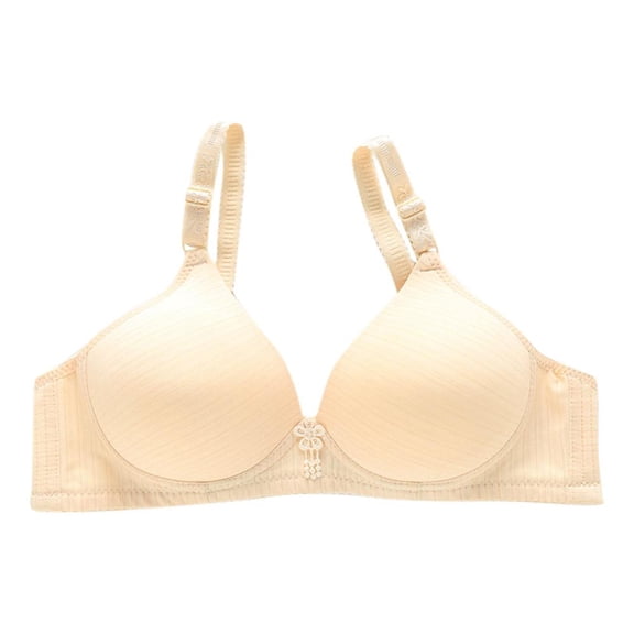 Bxsruta Wireless Bras for Women, Women's Daily Adjustable Underwear Gathered Thin Bra Without Steel Ring, Beige