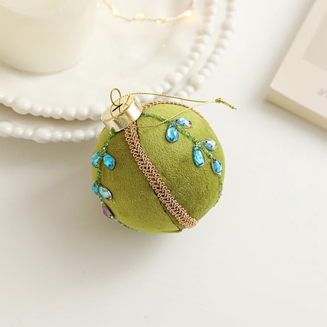 CaiYueKe Plush Fabric Christmas Ball Ornament 8cm Handmade Shatterproof Foam-Filled Holiday Decor, Festive Hanging Decorations for Christmas Tree Mantel Garland Home Party Decorations
