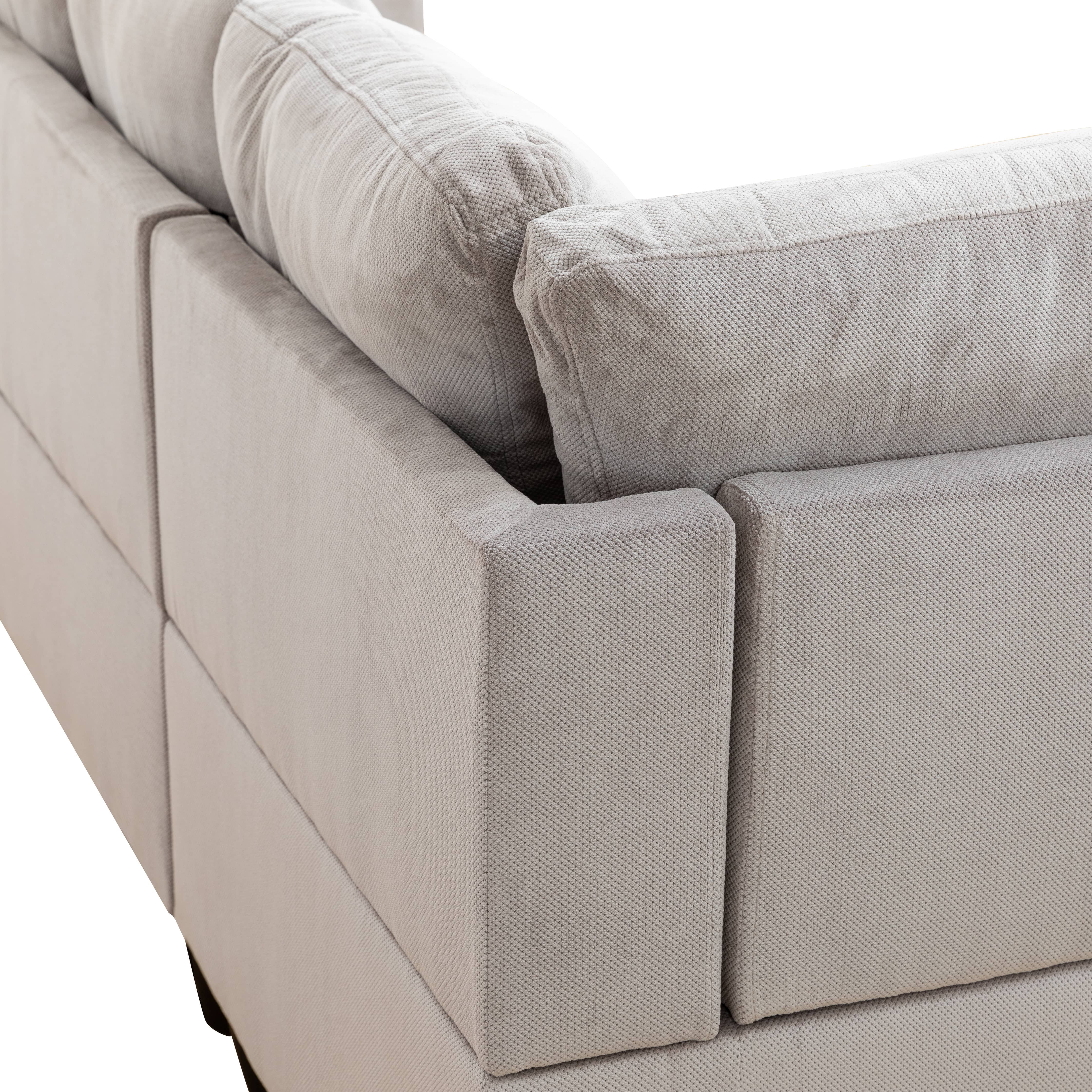 MAYEERTY Gray White Corduroy 3-Piece Living Room Sofa Set