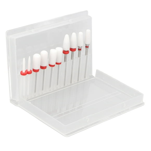 Ceramic Nail Drill Bits,10pcs Nail Art Drill Nail Drill Bits Set Nail Grinding Head Sleek Aesthetic