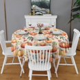 thumbnail image 2 of Fall Pumpkins and Leaves Pattern Round Tablecloth 60" X 60",Wrinkle Wipeable Table Cloth for Kitchen Dining Room Picnic Patio Party, 2 of 6