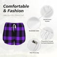 thumbnail image 6 of Picia Purple Buffalo Plaid Pattern Women's 2 in 1 Athletic Running Shorts High Waisted Workout Casual Gym Sweat Shorts with Comfy Liner Zipper Pockets-Large, 6 of 9