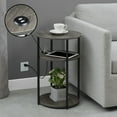 thumbnail image 2 of Convenience Concepts Designs2Go 24"x15.75" Simon 3-Tier End Table w/ USB Ports, Weathered Gray/Black, 2 of 6