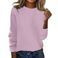 thumbnail image 2 of Crew Neck Long Sleeve Soft Pullover Sweater Women's Sweater Purple M, 2 of 5