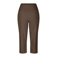 thumbnail image 4 of Womens Casual Wide Yoga Leg Capris - High Waist Exercise Pants with Pockets, 4 of 6
