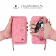 thumbnail image 4 of Galaxy S10 Plus Wallet Case, Dteck Multi-Functional PU Leather Zipper Wristlets Clutch Detachable Magnetic 13 Card Slots 4 Cash Purse Protection Back Cover For Samsung Galaxy S10+, Pink weave, 4 of 11