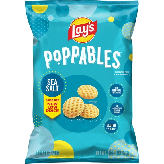 Lay's Poppables Sea Salt Potato Snacks, 5 oz Single Bag