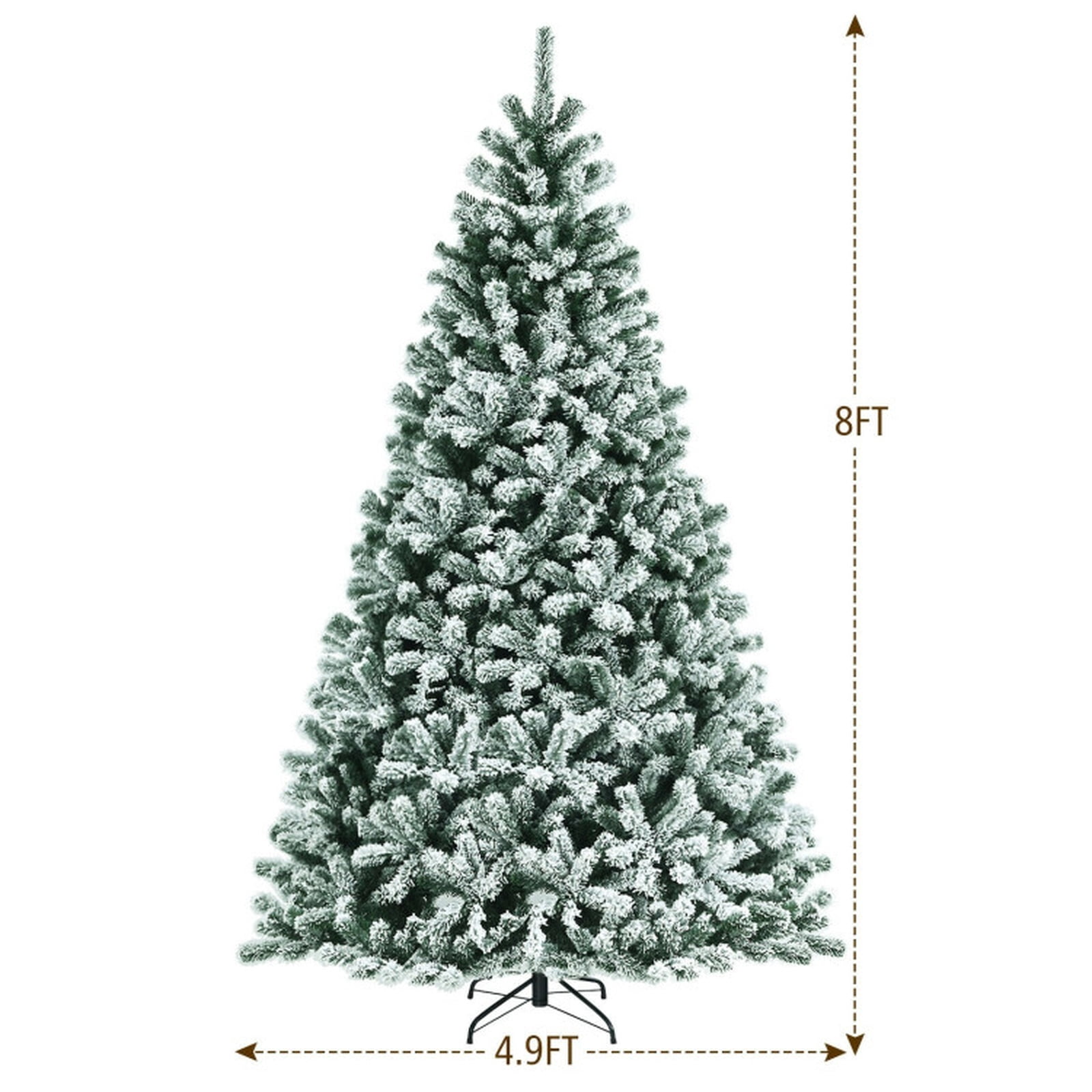 RUIE, 8 ft, Artificial Christmas Tree, with 650 LED Lights, 928 Branch Tips, Snow Flocked Holiday Xmas Tree for Indoor Home Office Decoration