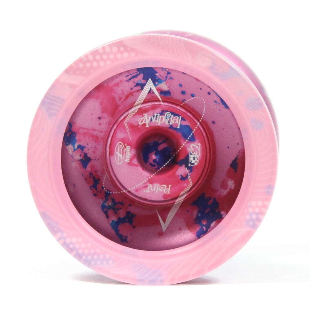 hspin x C3yoyodesign Antipodal Point Yo-Yo - 7075 Aluminum YoYo with PC Rings (Matte Pink Red Splash w/Pink Rings)
