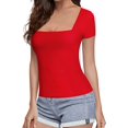 thumbnail image 2 of Xishao Camisetas de Manga Corta y Manga Larga con Cuello Cuadrado para Mujer Xishao ropa, 2 of 2