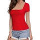 thumbnail image 2 of Xishao Camisetas de Manga Corta y Manga Larga con Cuello Cuadrado para Mujer Xishao ropa, 2 of 2
