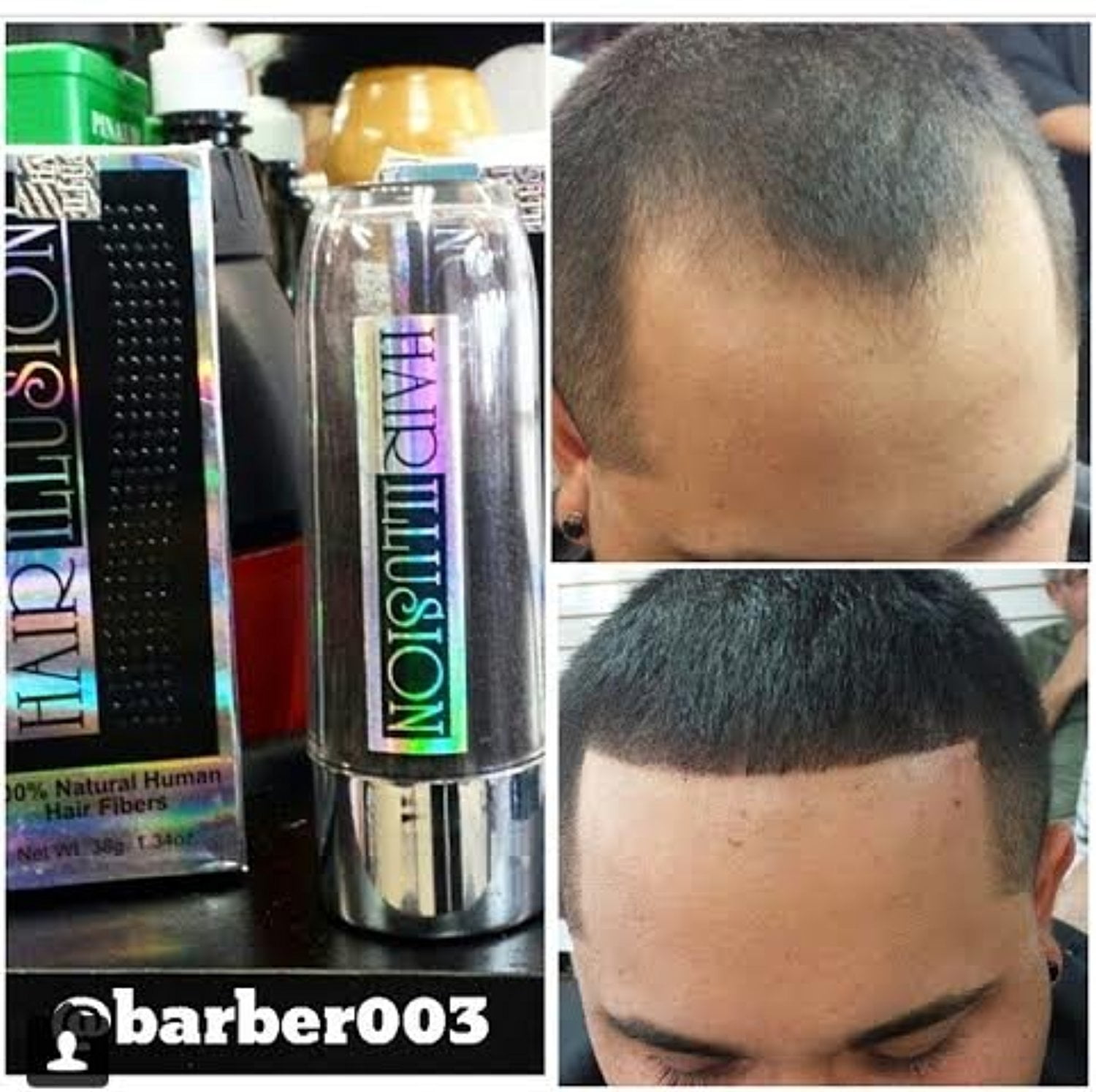 HAIR ILLUSION - 100% Real Human Hair Fibers - Not Synthetic - For Men & Women, Premium Hair Building Formulation, Brown - 38g
