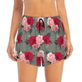 thumbnail image 4 of Lsque Rose Flowers Printed Women's Running Shorts with Liner Pockets,Elastic Quick Dry Workout Athletic Gym Yoga Shorts,Womens High Waist Shorts-Small, 4 of 9
