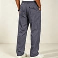thumbnail image 5 of Mens Elastic Waist Pants Sevevn Full Elastic Waist Slant Pockets Side Pockets Straight Leg Relaxed Fit Cotton Woven Trousers for Casual Lounge Daily Wear, 5 of 5