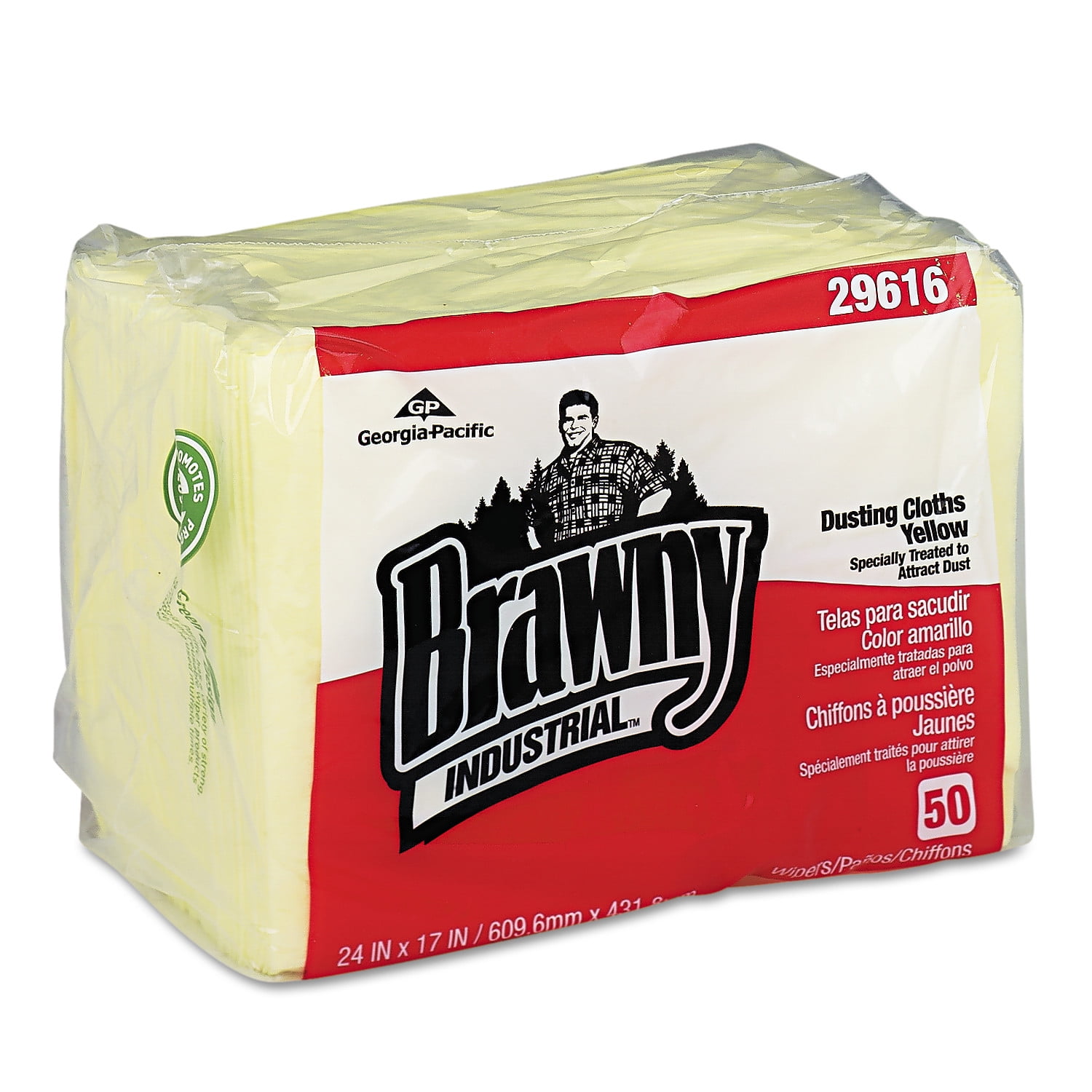 Brawny Industrial Dusting Cloths, Yellow, 50 count