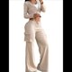 thumbnail image 1 of Conjunto de Dos Piezas para Mujer: Blazer Corto, Chaqueta y Pantalón de Trabajo de Cintura Alta y Pierna Caqui XXL, 1 of 6