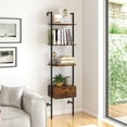 thumbnail image 4 of Gymax 2 PCS 5-Tier Bookshelf w/ Drawer 70'' Wall Mount Ladder Bookcase w/ Metal Frame, 4 of 10