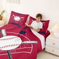 thumbnail image 3 of Erosebridal Modern Sports City Bed Sheets, Cartoon Baseball King Sheets,, 4-Piece, 3 of 5