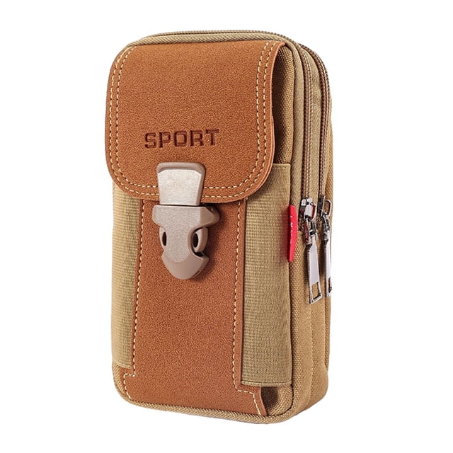 Minnieouse Exquisita artesanía, bolso deportivo para teléfono móvil para hombre, compañero para estilo de vida activo, bolso de mano para riñoneras caqui+longitudinal