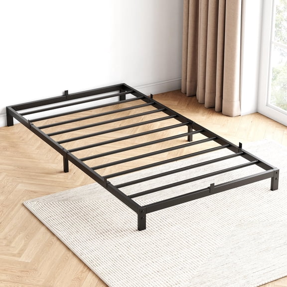 8-Inch Twin Metal Bed Frame with Metal Slat Support, No Box Spring Needed, Quiet Platform Foundation