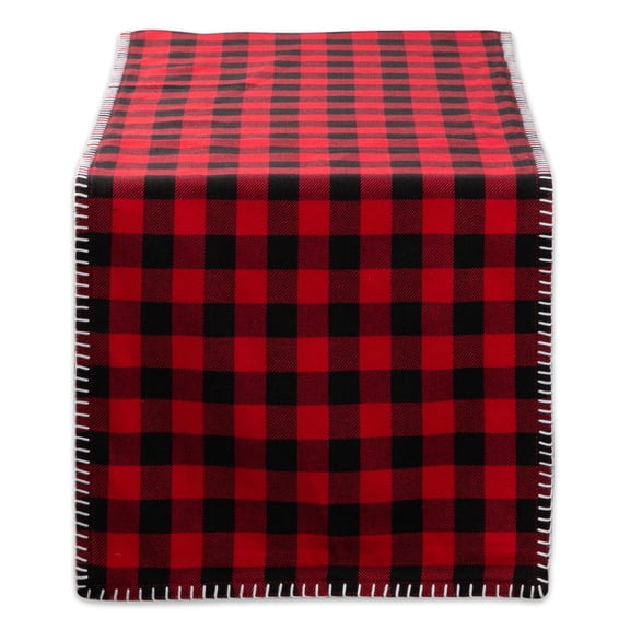 Christmas Buffalo Check With Embroidery Table Runner