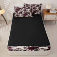 thumbnail image 4 of Homewish Floral Skull Skeleton Zipper Full Size Comforter Sets with Fitted Sheet and 2 Pillowcases for Gifts, Cream Red Rose Gothic Zipper Bedding Set, Black Reversible, 4-Piece, 4 of 6
