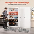 thumbnail image 2 of Metal Storage Cabinet, Lockable Steel Garage Cabinet with Adjustable Shelves, Magnetic Doors, Keys, Tool Storage for Pantry, Warehouse, Basement, Laundry, Office, White, 2 of 4