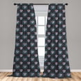 thumbnail image 5 of Ambesonne Floral Curtains, Circular Leaves Flowers Art, Pair of 28"x84", Pale Lavender Dark Teal, 5 of 5