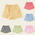 thumbnail image 2 of UngA Kids Toddler Boys Girls Gingham/Seersucker Shorts Elastic Waist Plaid Elastic Waist Shorts Pants Bottoms(3 Pairs，Pink & Red & Green）, 2 of 6