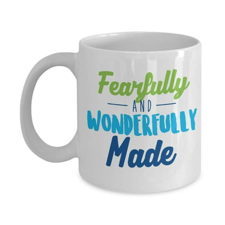 Fearfully And Wonderfully Made Psalm 139:14 Bible Verse Ceramic Coffee & Tea Gift Mug, Inspirational Cup Décor, Scripture Sign, Ornament, Accessories, Office Pen Organizer, And Kitchen