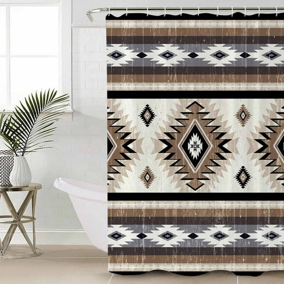 Shower Curtain for Bathroom Boho Brown Farm Aztec GeometricWaterproof Bath Curtains Shower Curtains with Hooks,Southwest Ethnic WindBathroom Curtain Privacy Drapes for Bathtubs Toilet 36x72in