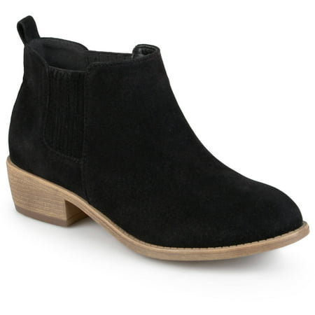 Brinley Co. Women's Stacked Heel Faux Suede Ankle Boots - Walmart.com