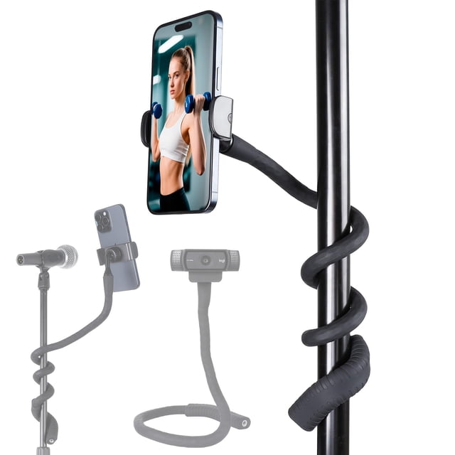 Fpn Soporte Portátil Flexible Para Teléfono Con Asa Para Cinta De Correr, Bicicleta Giratoria, Cochecito, Trípode, Carrito De Compras, Escritorio, Cámara Web Logitech, Brazo Largo De 23,6"/60 Cm, Sopo