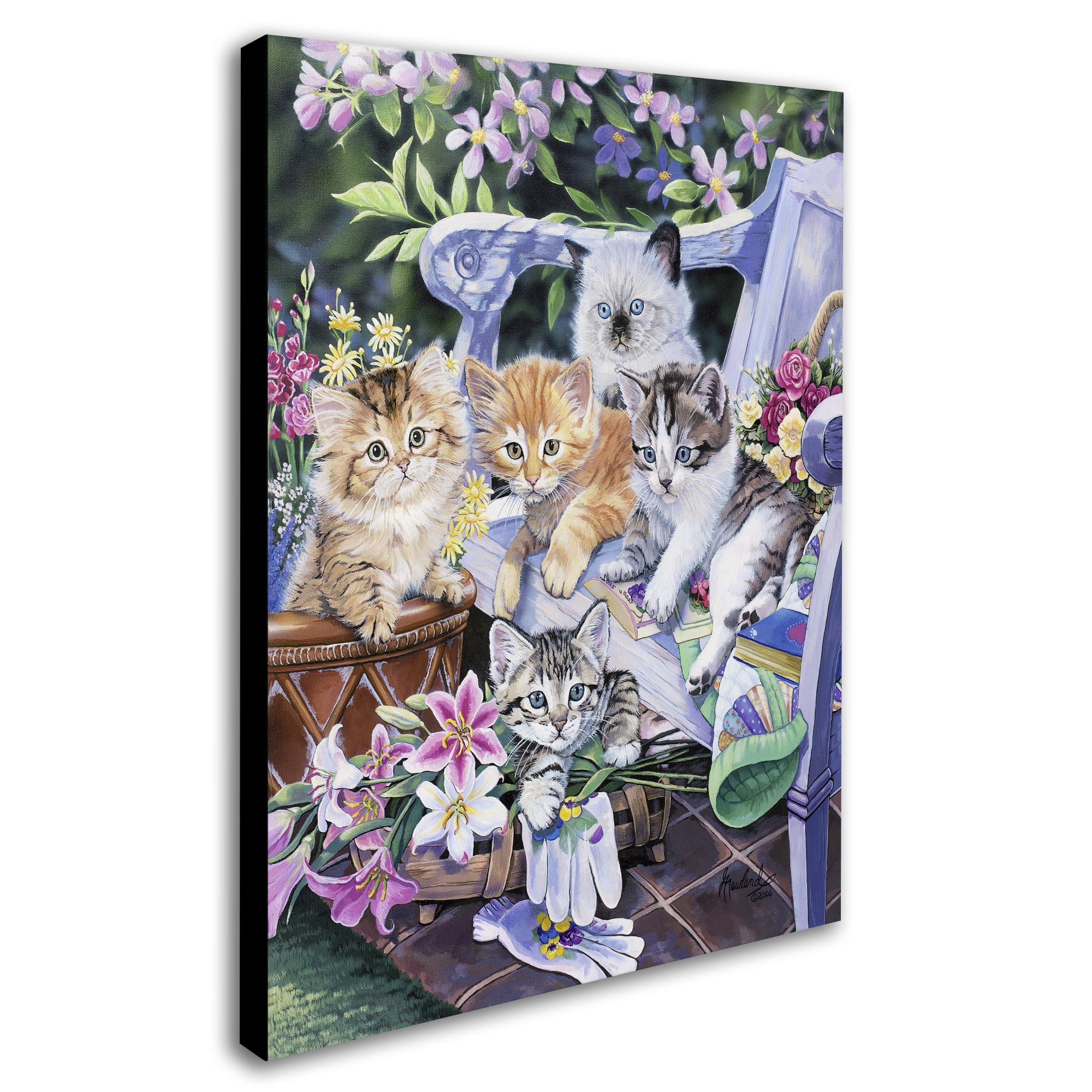Trademark Fine Art 'Purfect Gardening Buddies' Canvas Art by Jenny Newland