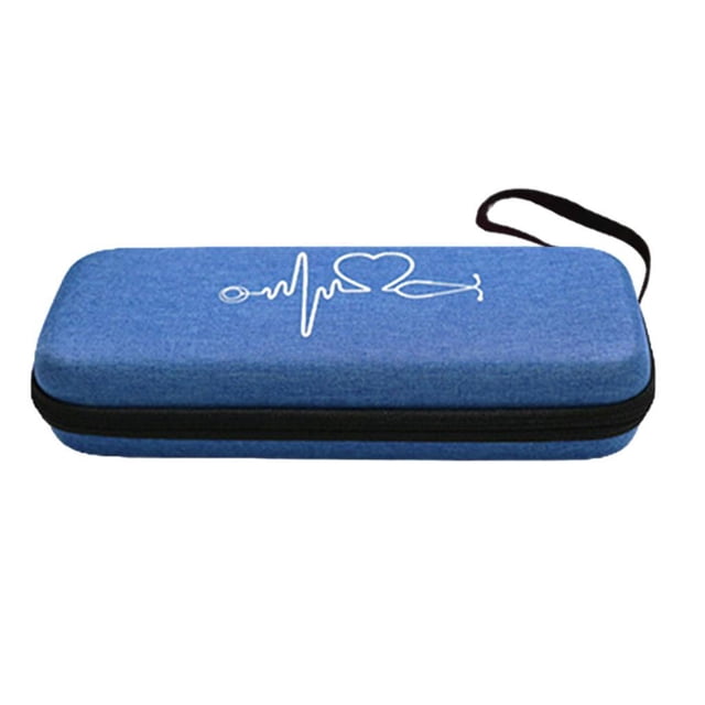 Estuche de transporte para estetoscopio, caja de almacenamiento, bolsa de EVA ligera y portátil con interior Azul oscuro
