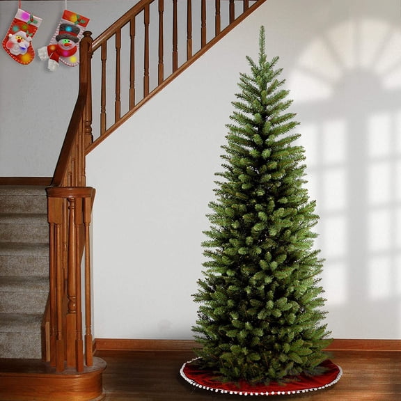 6 ft Unlit Kingswood Fir Slim Artificial Christmas Tree, 629 Tips, Includes Stand, Green
