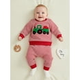 thumbnail image 6 of BemeyourBBs Toddler Baby Boy Valentines Day Outfits Truck Heart Embroidered Long Sleeve Sweatshirt with Stripe Pants Set Spring Fall winter Clothes, 6 of 8