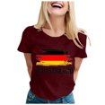 thumbnail image 1 of TSADFHJI Hauts pour Femmes Élégants Fête Cœur Drapeau Allemand Imprimé Manches Courtes Col Rond pour Tenue Nationale et de Voyage TG Rouge, 1 of 4