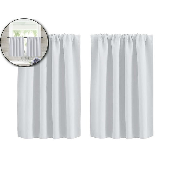 VQPeo Short Blackout Curtains - Thermal Insulated Curtains for Bathroom/Kitchen/Bedroom(White)