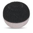 thumbnail image 2 of Loft Lyfe Mylah Round Cotton Pouf Ottoman, Hand Knitted, Foam Beads Filling, Dark Grey, 2 of 10