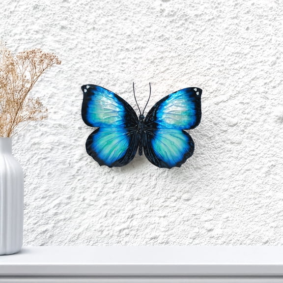 Eangee Home Design Butterfly Wall Decor Blue And Black, Capiz and Metal, Indoor / Outdoor Safe, 11x1x8 Inches