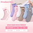 thumbnail image 6 of Bocaoying 6 Pairs Girls Cotton Crew Socks, Cute Ruffle Trim Mid-Calf Socks with Heart Design, Soft Breathable 6 Colors Mix – Fits Small Women US 5-6.5, 6 of 8