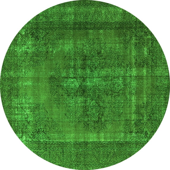 Ahgly Company Indoor Round Oriental Green Industrial Area Rugs, 8' Round