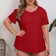 thumbnail image 2 of Blusas,Blusa de talla grande, manga corta, cuello redondo, camisa informal de poliéster, ajuste cómodo para mujer, sopatenor, 2 of 8