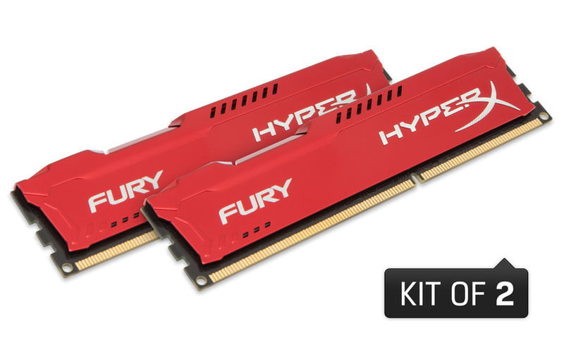 2x4Go HyperX Fury HX318C10FK2/8 Mémoire RAM 8Go 1866MHz DDR3 CL10 DIMM Kit Bleu