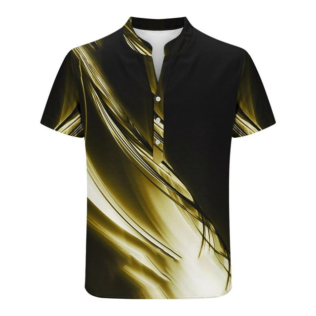Blusa de Manga Corta, Impresión Casual Suéter Cuello de Soporte de la Moda Superior Hecha de Poliéster para los Hombres de Verano de Uso Diario, Mangas de Mano para los Hombres