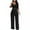 Black, variant on Tbopshirt Women's 2 Piece Outfits Women's Solid Color Two Piece Cotton Hemp Pleated Suspender Top Wide Leg Pants Fashion Casual Set Wide Leg Pants